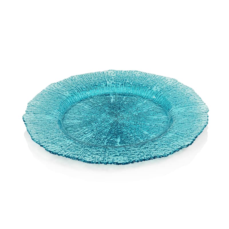 Exuma 12.75" Aqua Blue Glass Charger Plates, Set of 6 Bed Bath